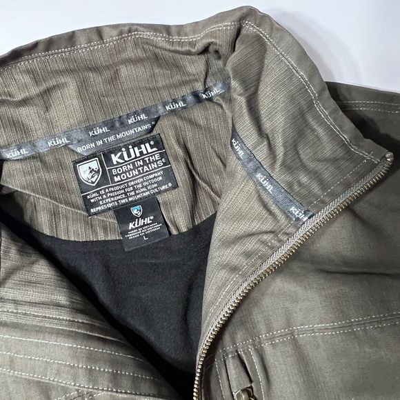 NWOT Kuhl Burr Jacket Mens Size Large Gunmetal Green Canvas Full Zip - Picture 5 of 11